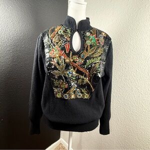 Spree International Black Sweater with Colorful Embroidery